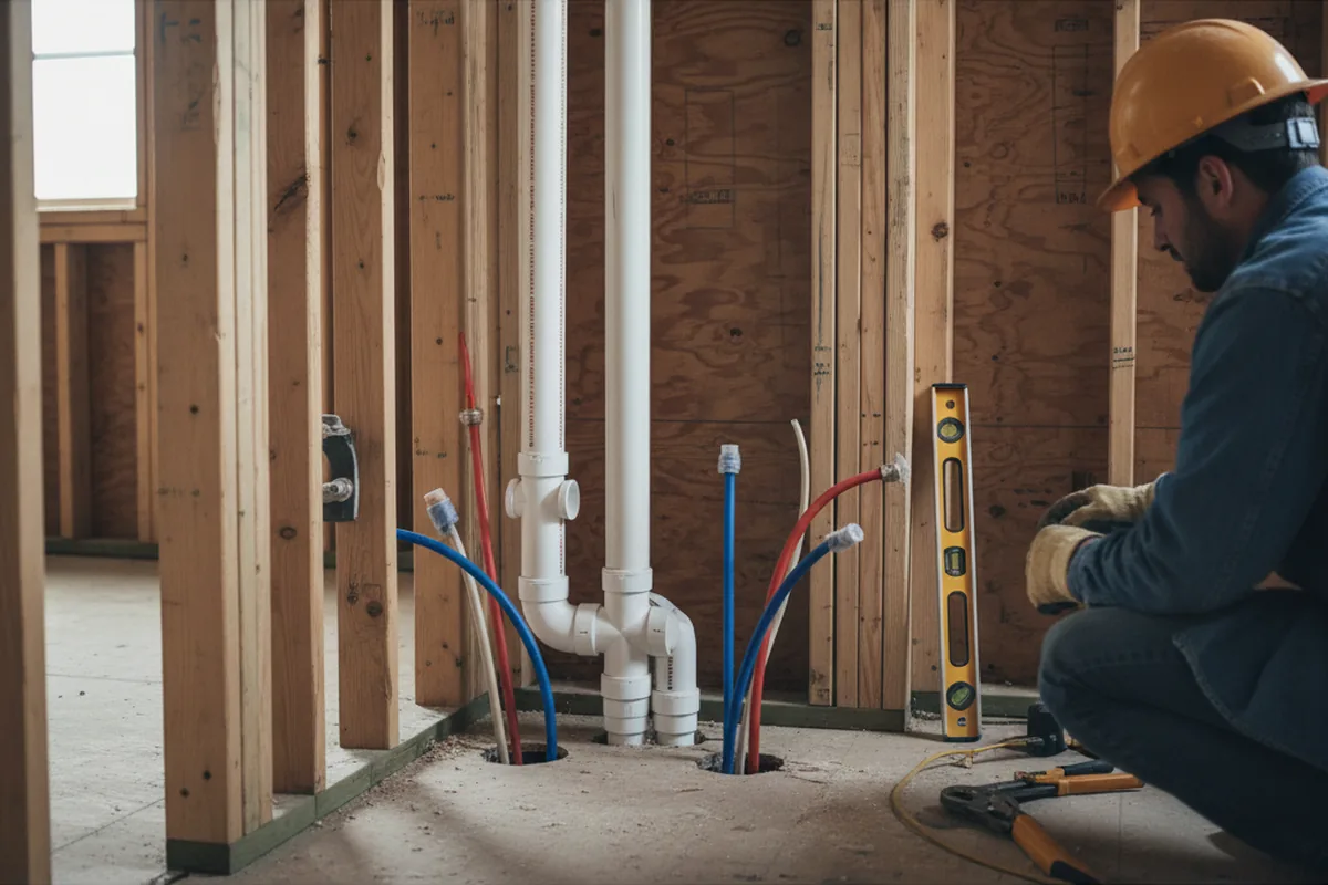 Drain and supply rough-in during Garbage Disposal Repair in Medway