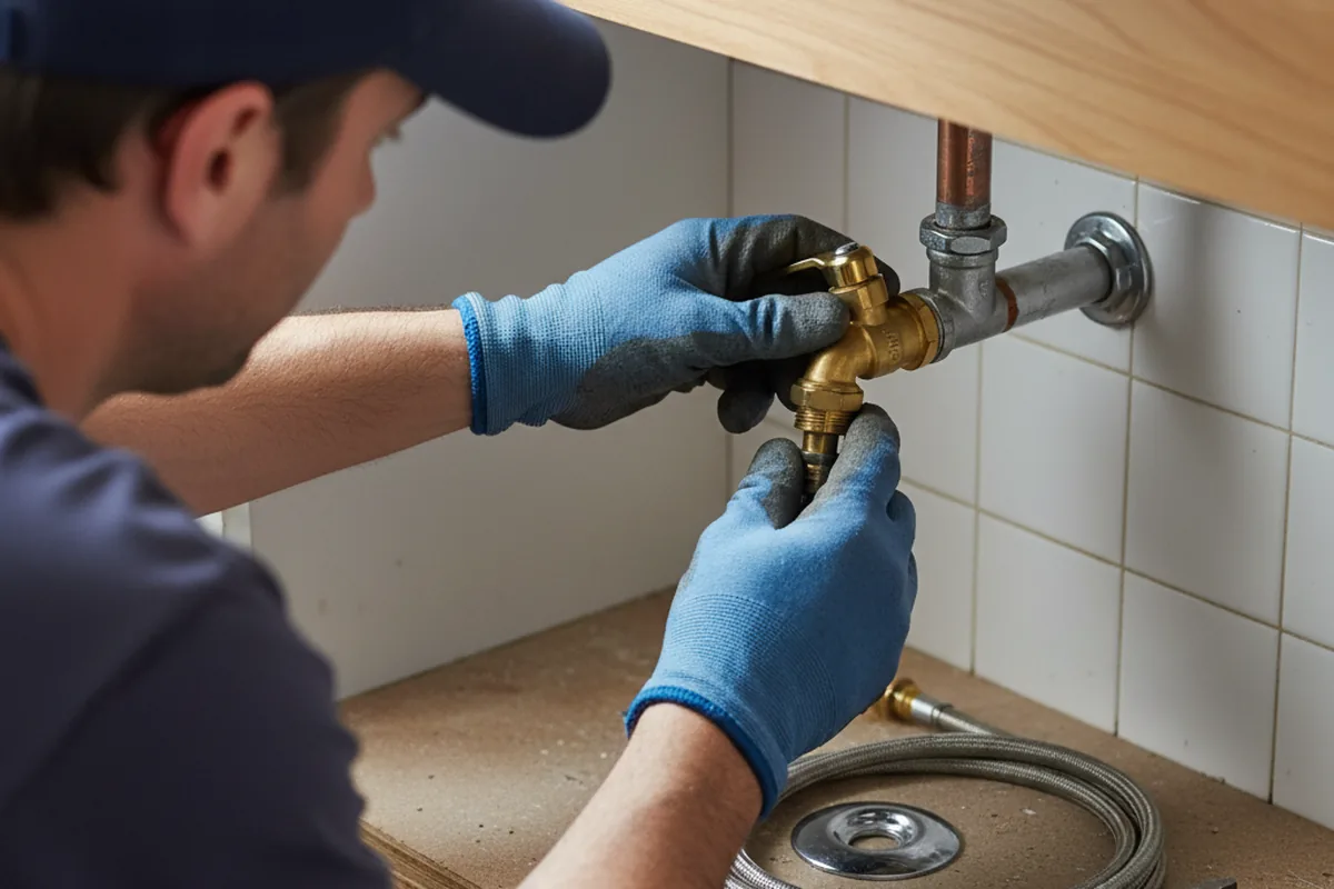 Shutoff valve and fitting work during Burst Pipe Repair in Medway